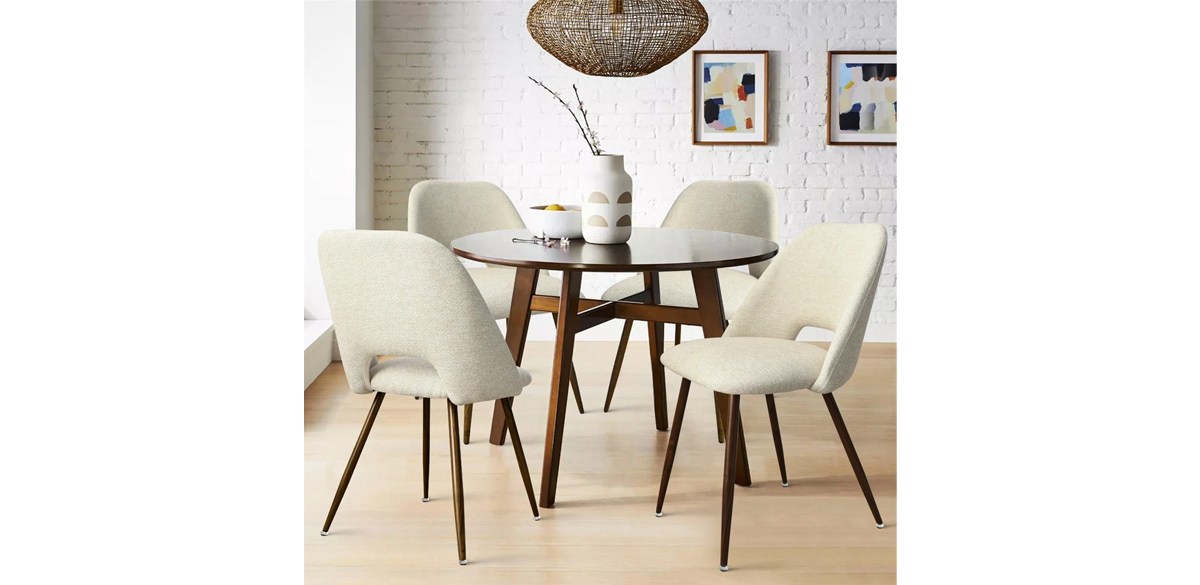  Wade Logan Aunnika Upholstered Walnut Dining Chairs, Set Of 4 (Set of 4)