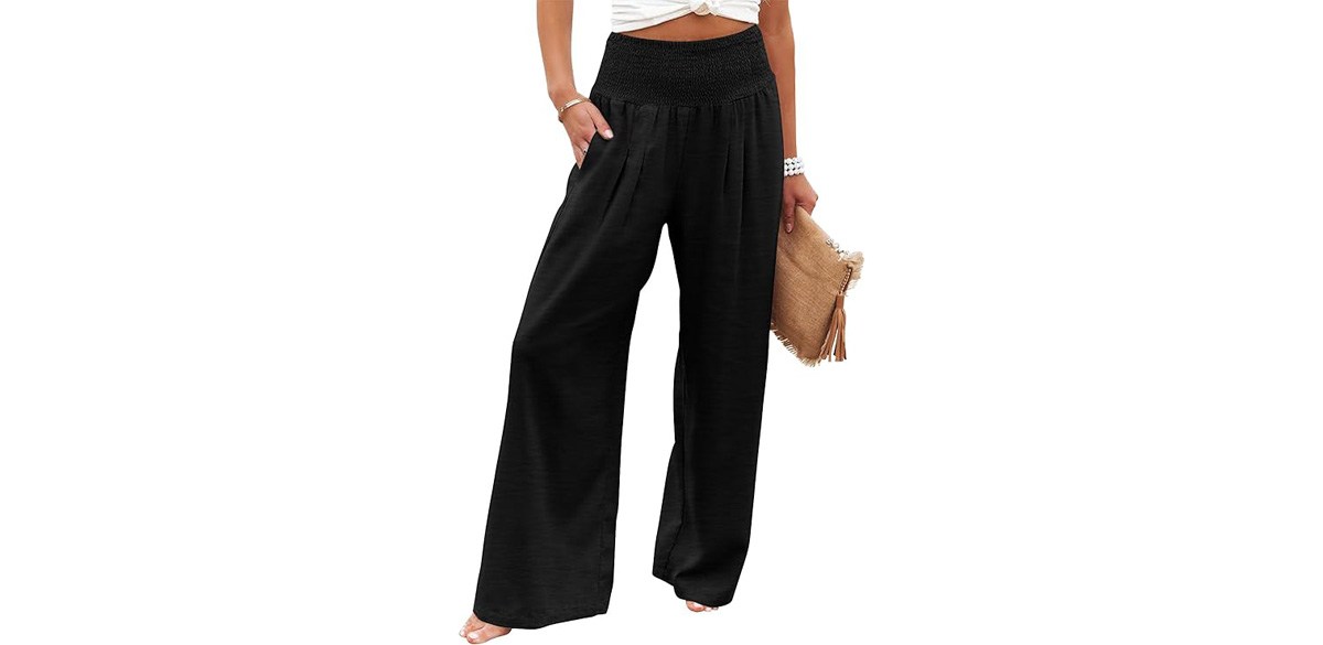 Angerella Womens Elastic High Waisted Palazzo Pants