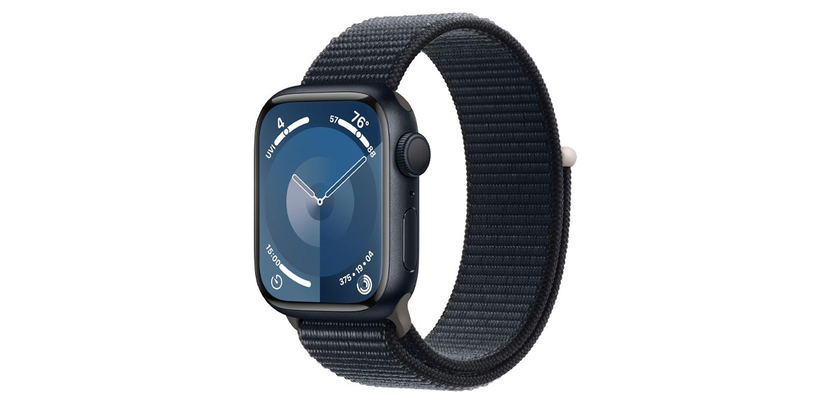 Apple Watch Series 9 [GPS 41mm] Smartwatch with Midnight Aluminum Case with Midnight Sport Loop One Size