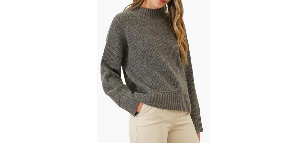 Blu Pepper Mock Neck Rib Sweater