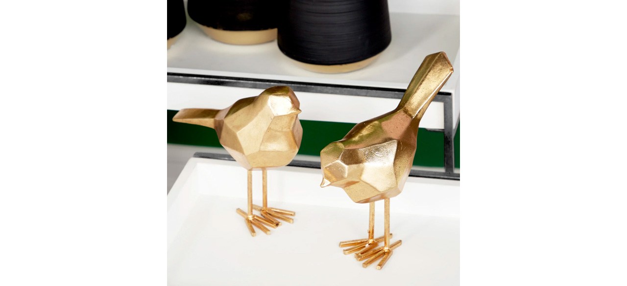 CosmoLiving Glam Polystone Faceted Bird 2 Piece Sculpture Set