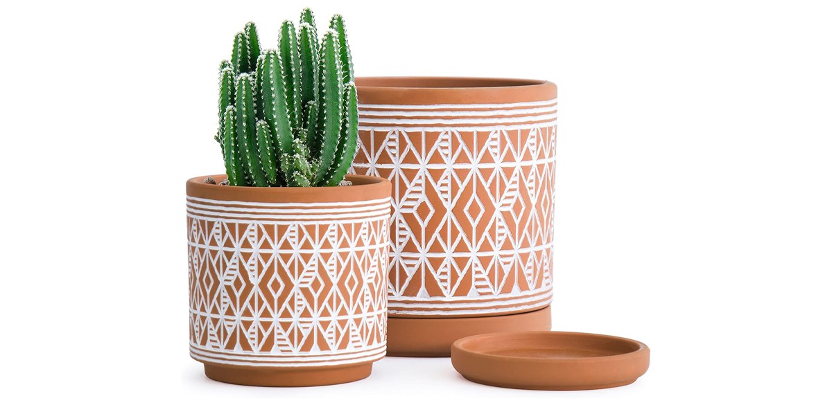 D'vine Dev Diamond Pattern Terracotta Pots