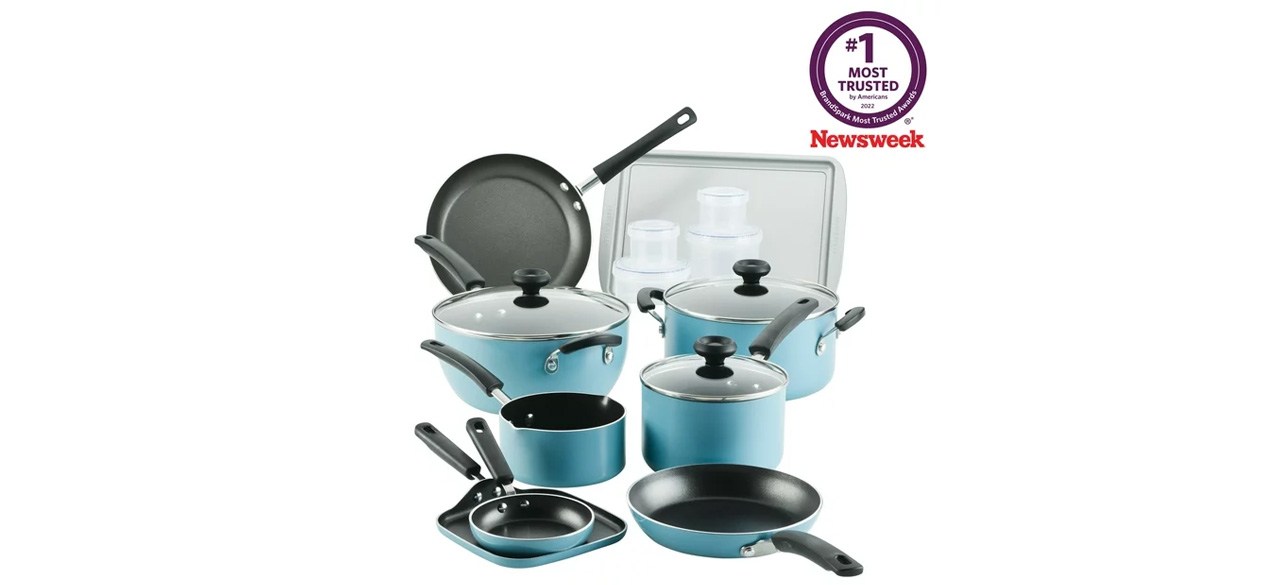 Farberware Easy Clean 20 Piece Aluminum Nonstick Pots and Pans Set, Aqua3