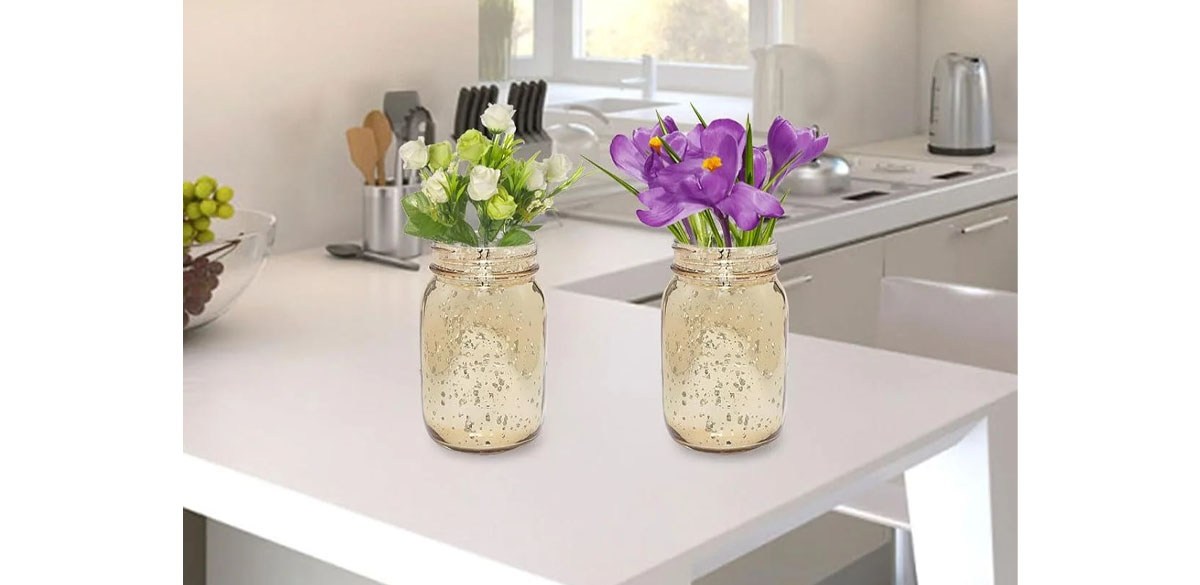 Gold Painted Mason Jars