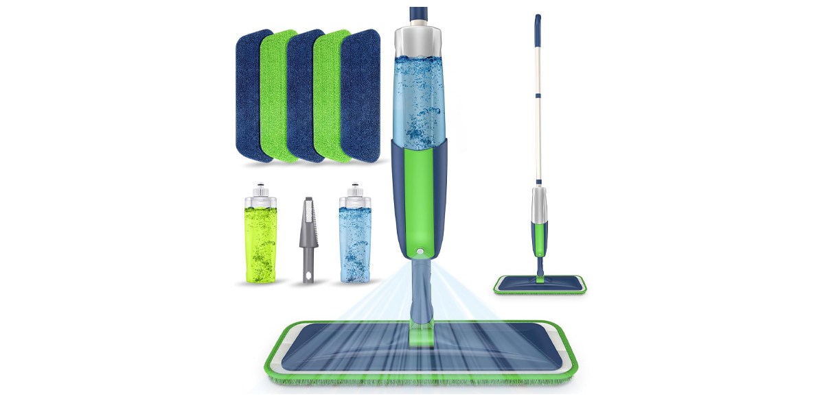 MEXERRIS Wet Mops with 5X Washable Pads Spray Mops for Hardwood Floor Cleaning