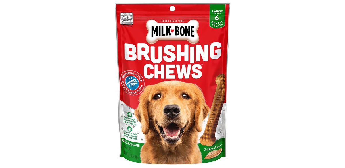 Milk-Bone Original Brushing Chews Daily Dental Dog Treats, Large, 6 count
