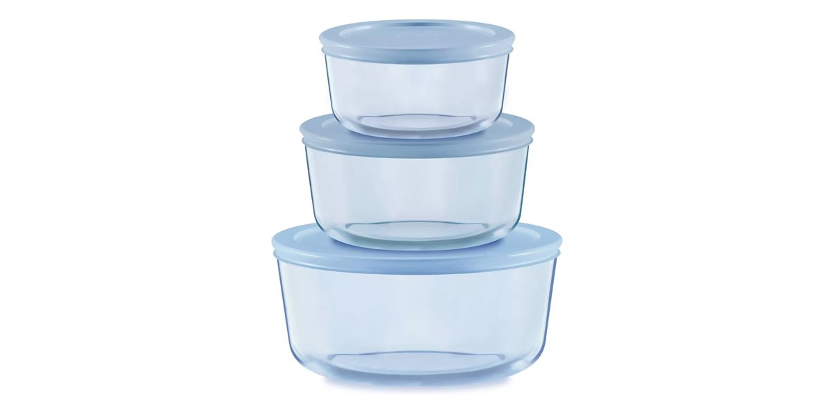 Pyrex Simply Store Tinted 6pc Lidded Round Storage Set Blue