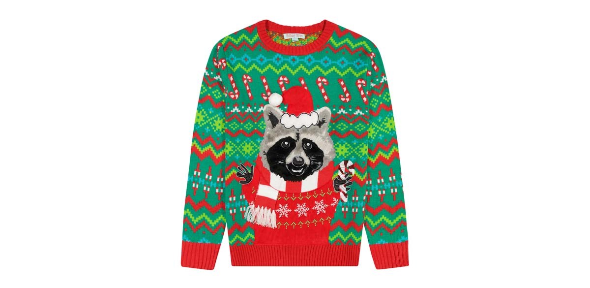 Red Raccoon Holiday Sweater