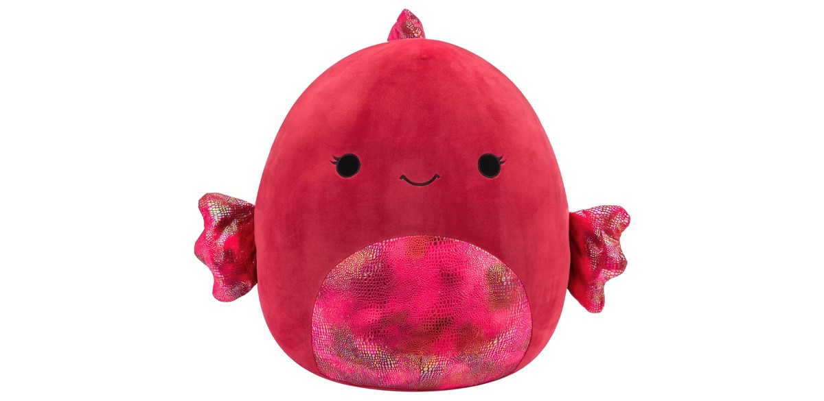 Squishmallows Original 20-Inch Barella Raspberry Betta Fish with Shiny Textured Fins