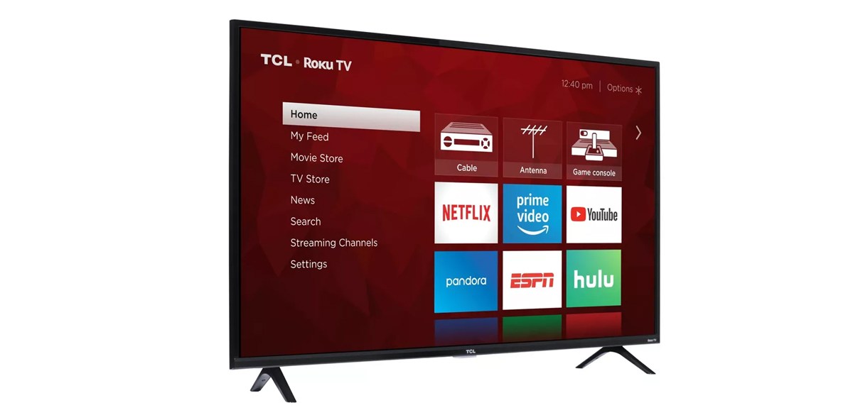 TCL 50-inch Class 4-Series 4K UHD HDR Smart Roku TV on white background