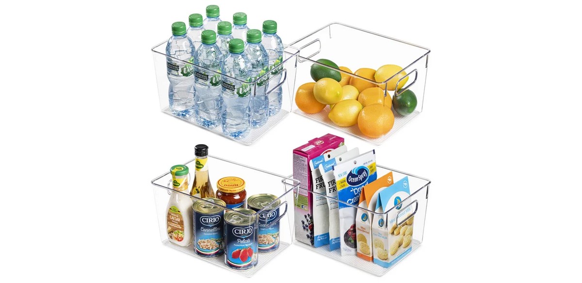 Vtopmart 4-Pack Clear Plastic Storage Bins