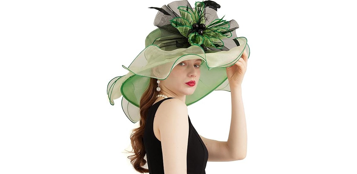 green dress and fascinator Green Lace Cape + dress main image 0