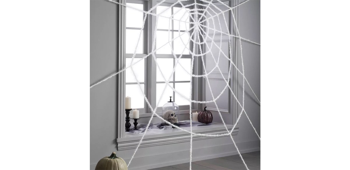 10' Giant Spiderweb White Halloween Decorative Prop