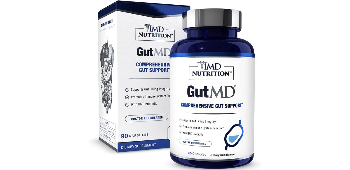 1MD Nutrition GutMD - L-Glutamine Capsules with Prebiotic for Gut Health
