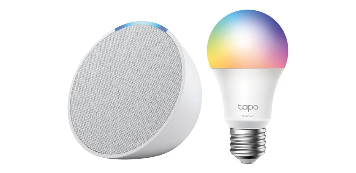 Amazon Echo Pop with TP-Link Tapo Smart Color Bulb