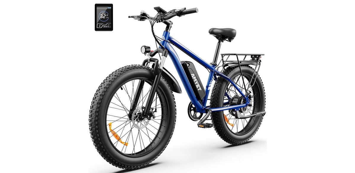 big tire electric bicycle Vitilan H5 Dual Motor Fat Tire Electric Bike, Blue / Waterproof Bike Rack Bag