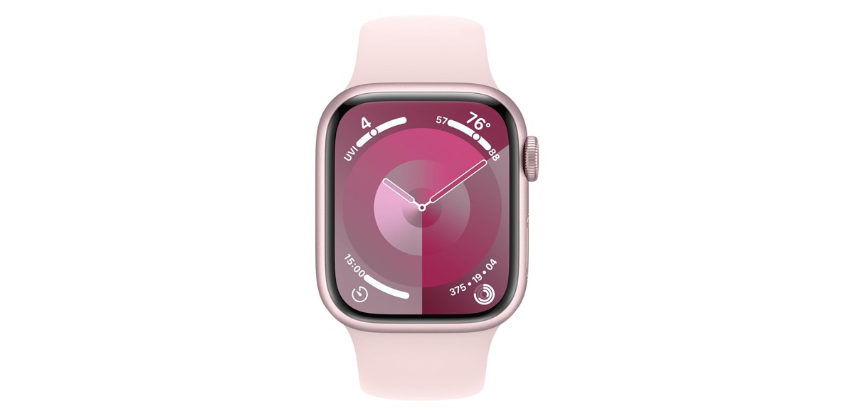 Apple Watch Series 9 [GPS 41mm] Smartwatch with Pink Aluminum Case with Light Pink Sport Band