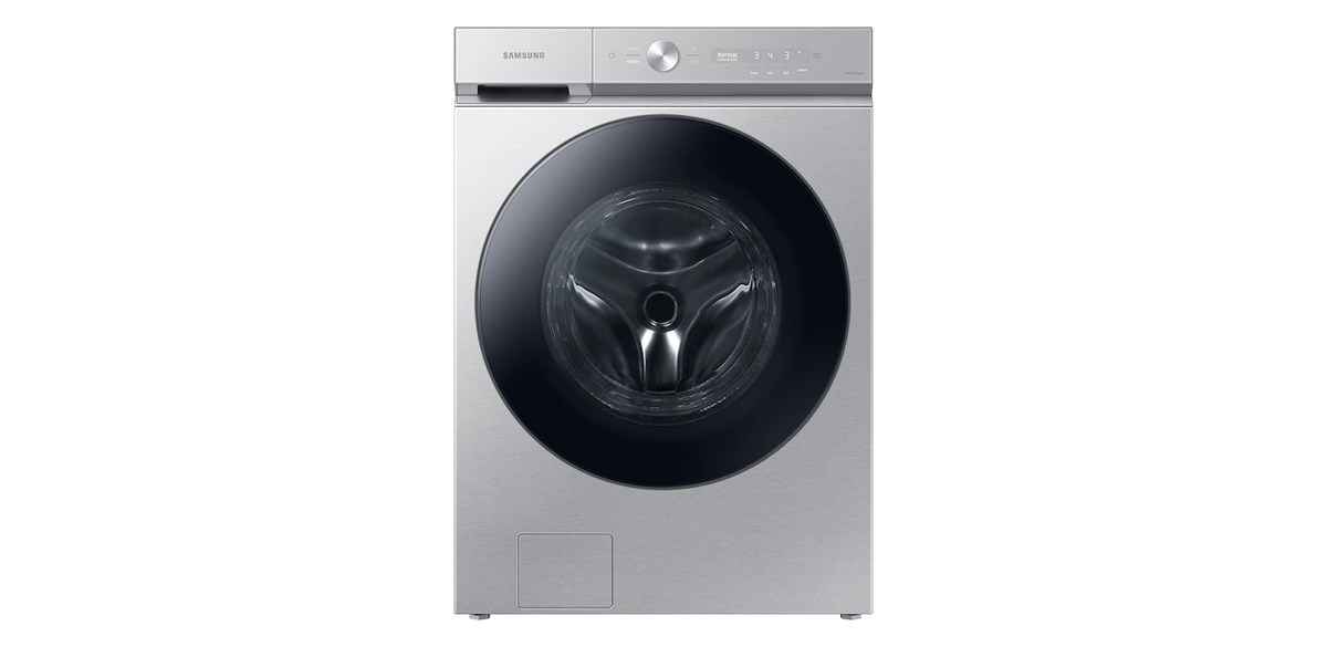  Bespoke 5.3 cu. ft. Ultra Capacity Front Load Washer with Super Speed Wash and AI Smart Dial in Silver Steel