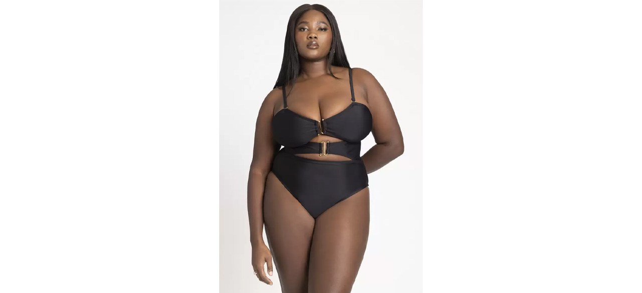 Eloquii Strapless Hardware Detail One-Piece