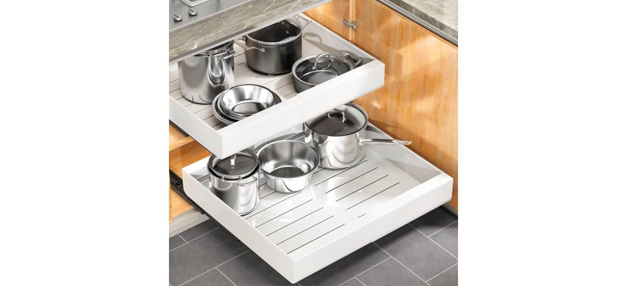 Cookware on Kitstorack Pull out Cabinet Organizer 