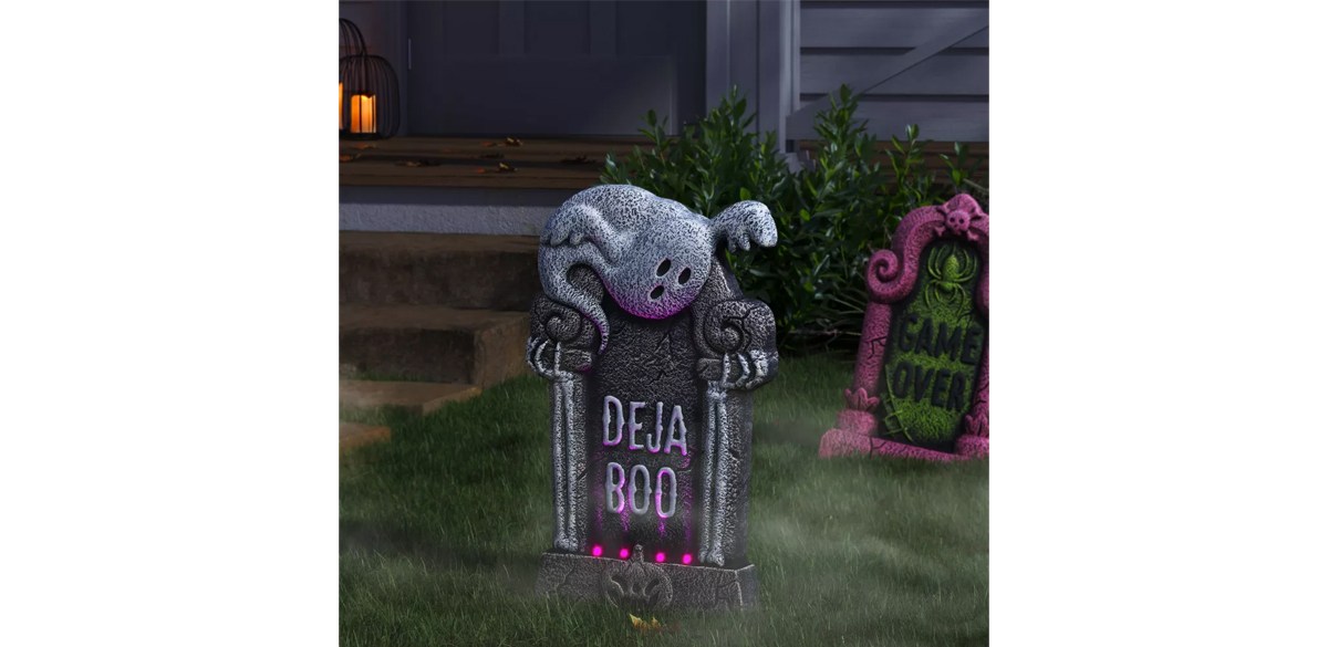 Light Up Deja BOO Foam Tombstone Outdoor Halloween Decorative Prop - Hyde & EEK