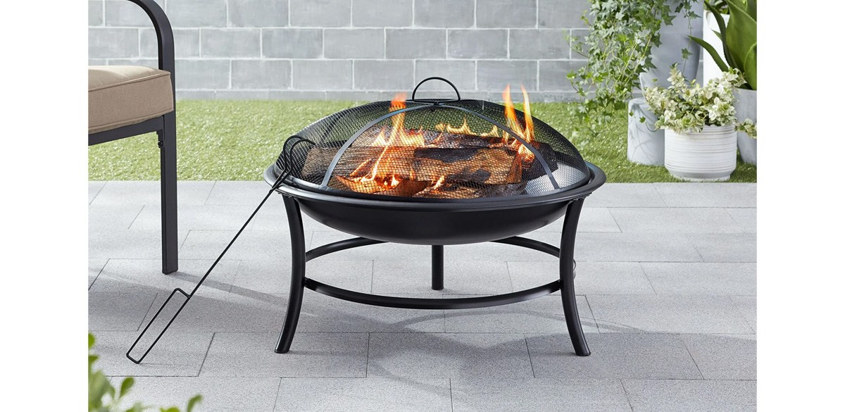  Mainstays Round Iron Outdoor Wood Burning Fire Pit