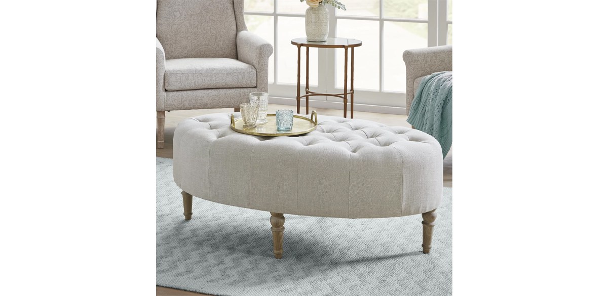 Martha Stewart Clara Tufted Oval Ottoman