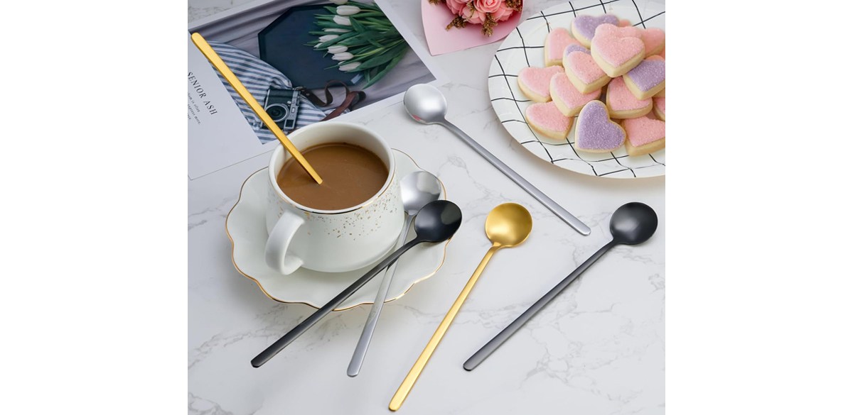 NEWDRIP Gold Long Handle Teaspoon x 12