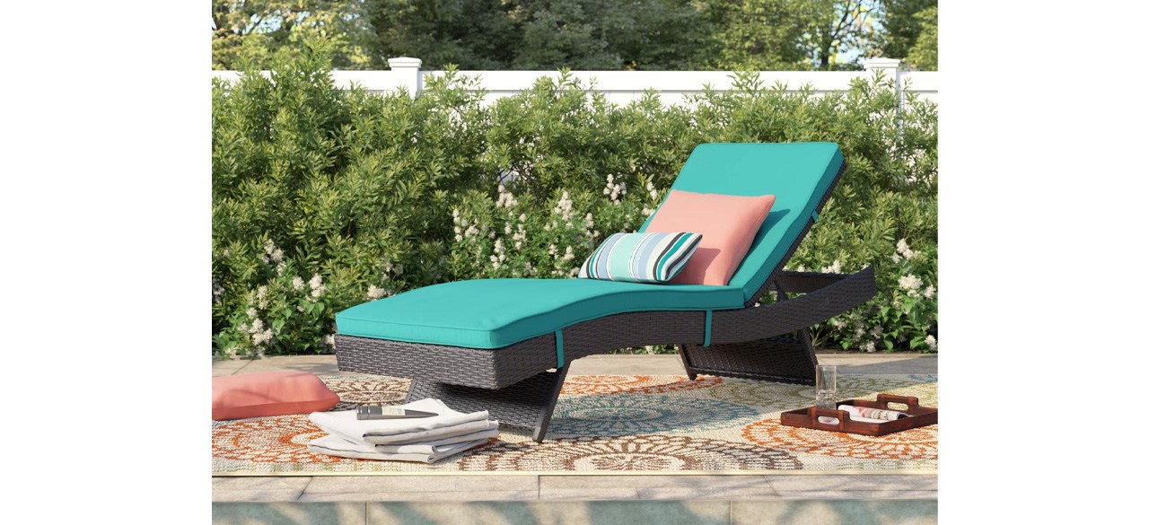 Sol 72 Turquoise Convene Wicker Rattan Outdoor Patio Chaise Lounge Chair