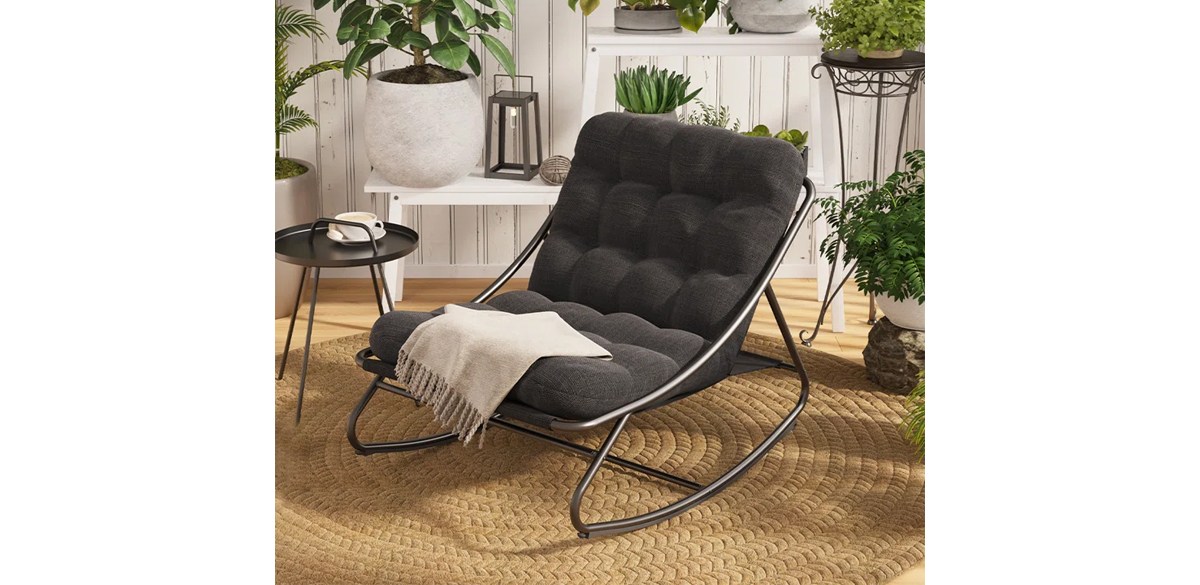 Wade Logan Caili Powder Coated Steel Outdoor Rocker Chair