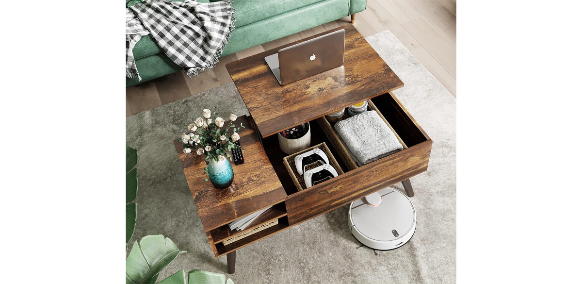 WLIVE Wood Lift Top Coffee Table with Hidden Compartment