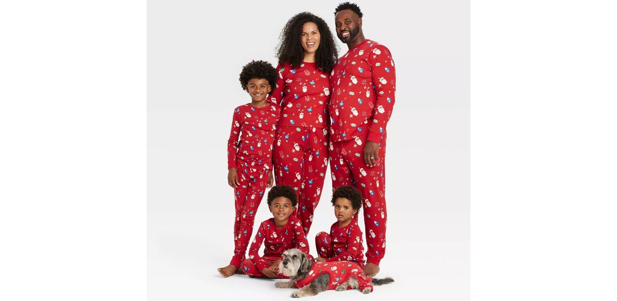 Women's Santa Print Cotton Ribbed Holiday Matching Family Pajama Shirt