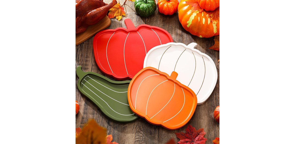 4 Pcs Thanksgiving Wooden Pumpkin Charcuterie Board