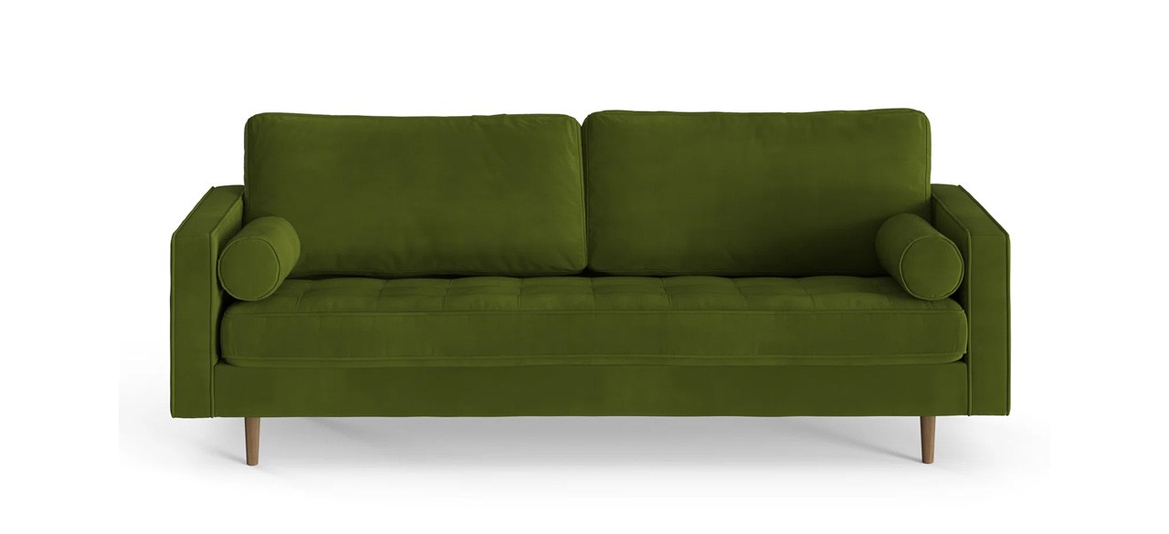 AllModern Geo Velvet Sofa on white background