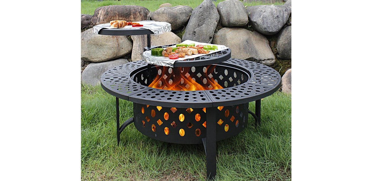 Darby Home Co Hayler Wood Burning Outdoor Fire Pit Table with Lid