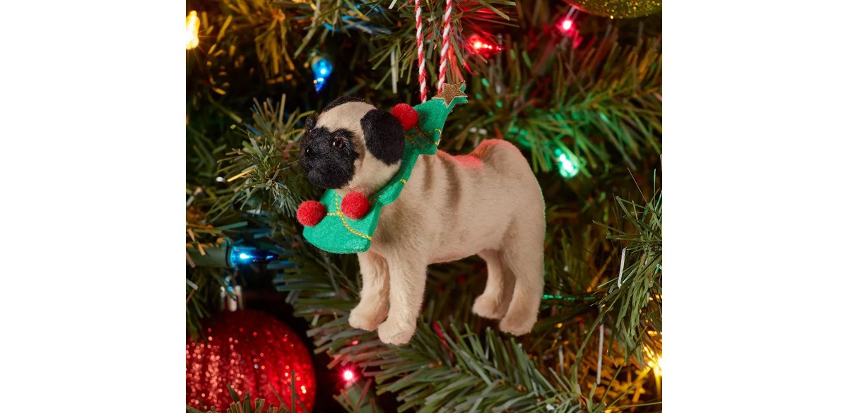 Fabric Pug with Tree Christmas Tree Ornament - Wondershop