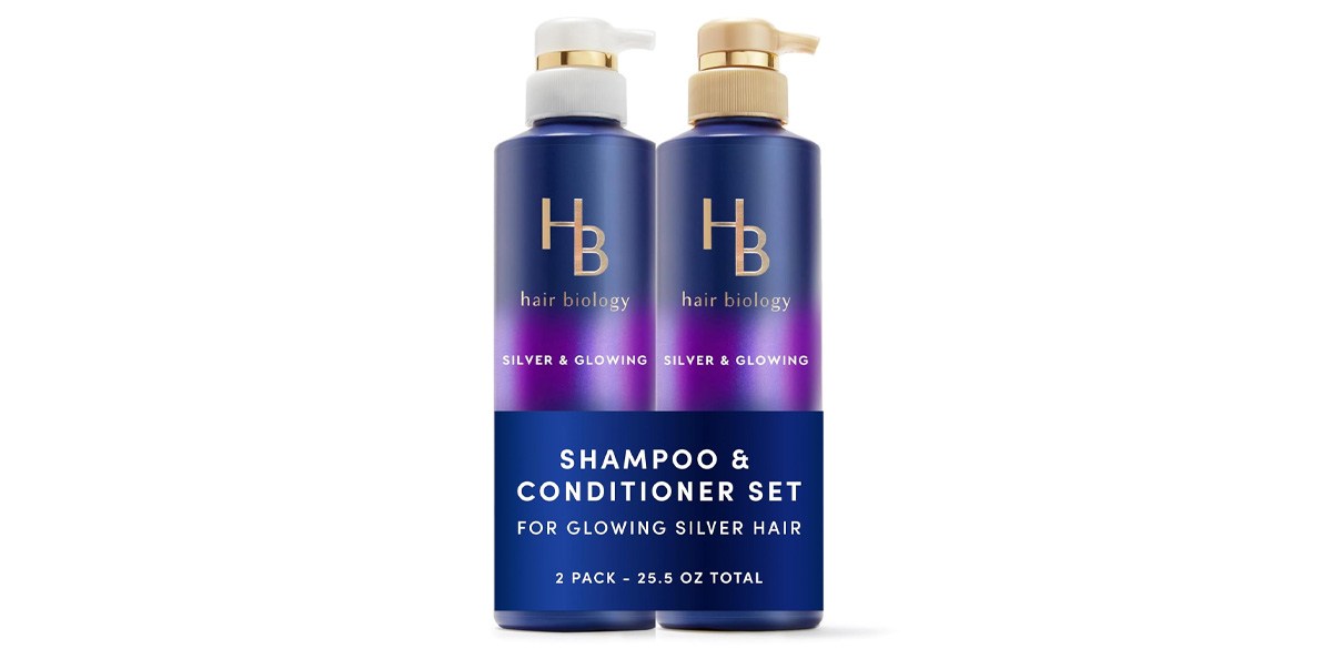 Hair Biology Biotin-Infused Purple Shampoo and Conditioner Set