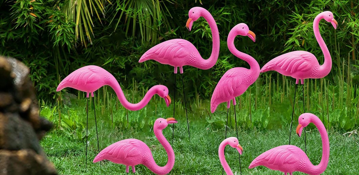 JOYIN 10 Pack Small Yard Flamingos Ornament Stakes