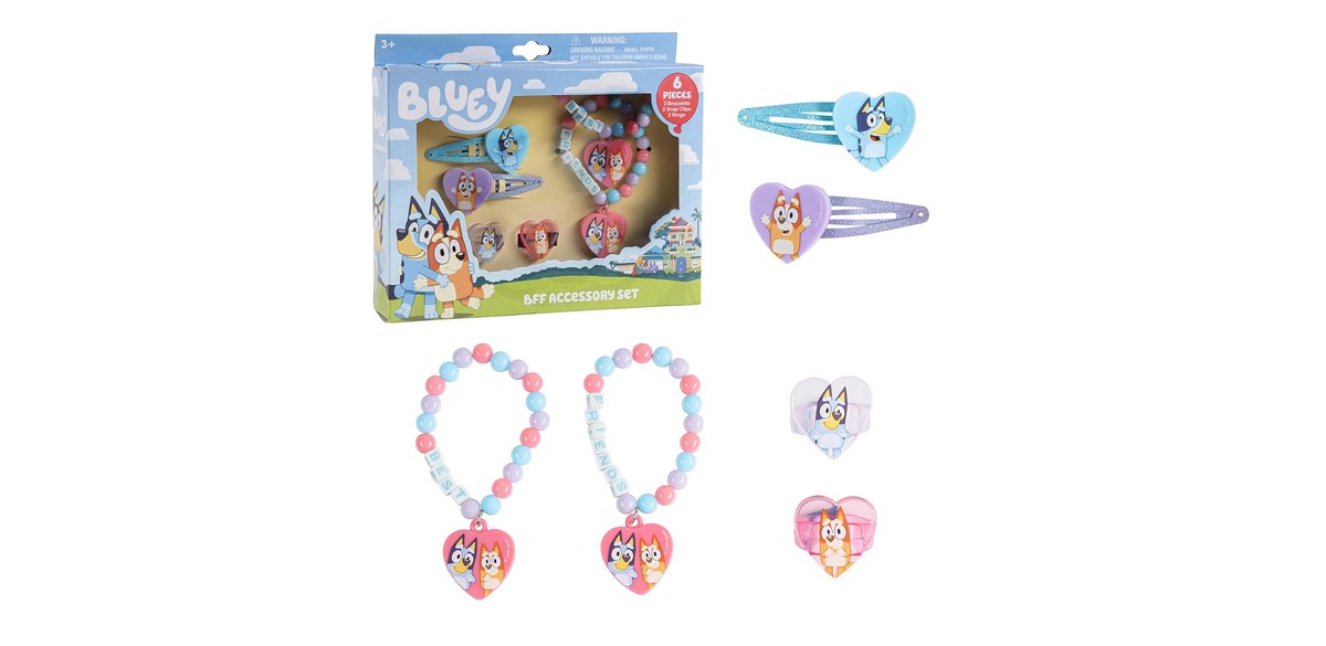 Luv Her Bluey Girls BFF 6 Piece Toy Jewelry Box Set