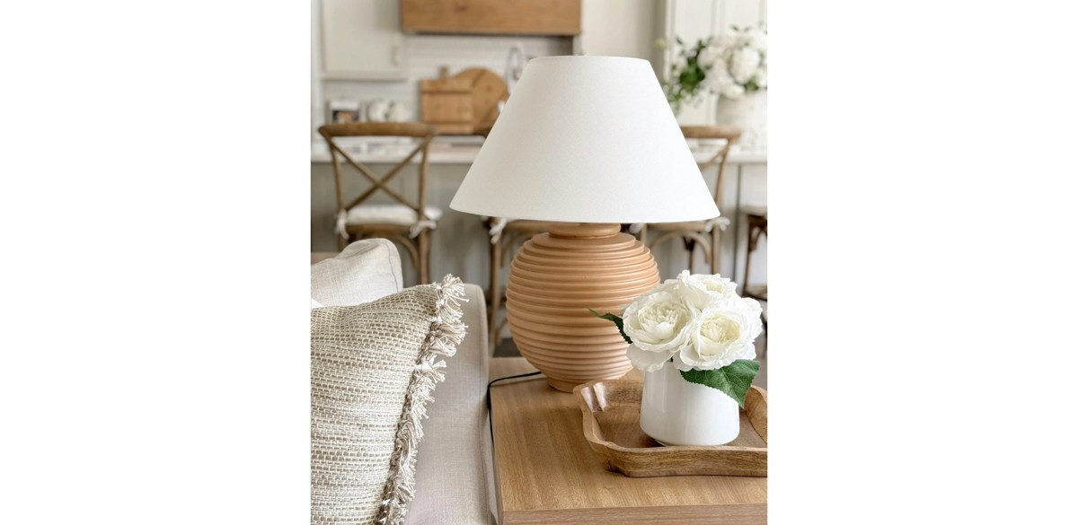 My Texas House Natural Finish Ribbed Urn Table Lamp