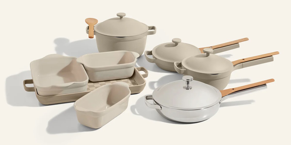 Our Place Ultimate Cookware Set Pro on cream-colored background