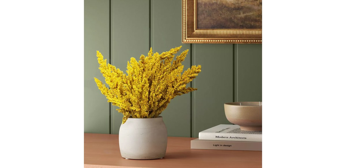 Small Goldenrod Potted Arrangement Fall Artificial Plant Yellow - Threshold