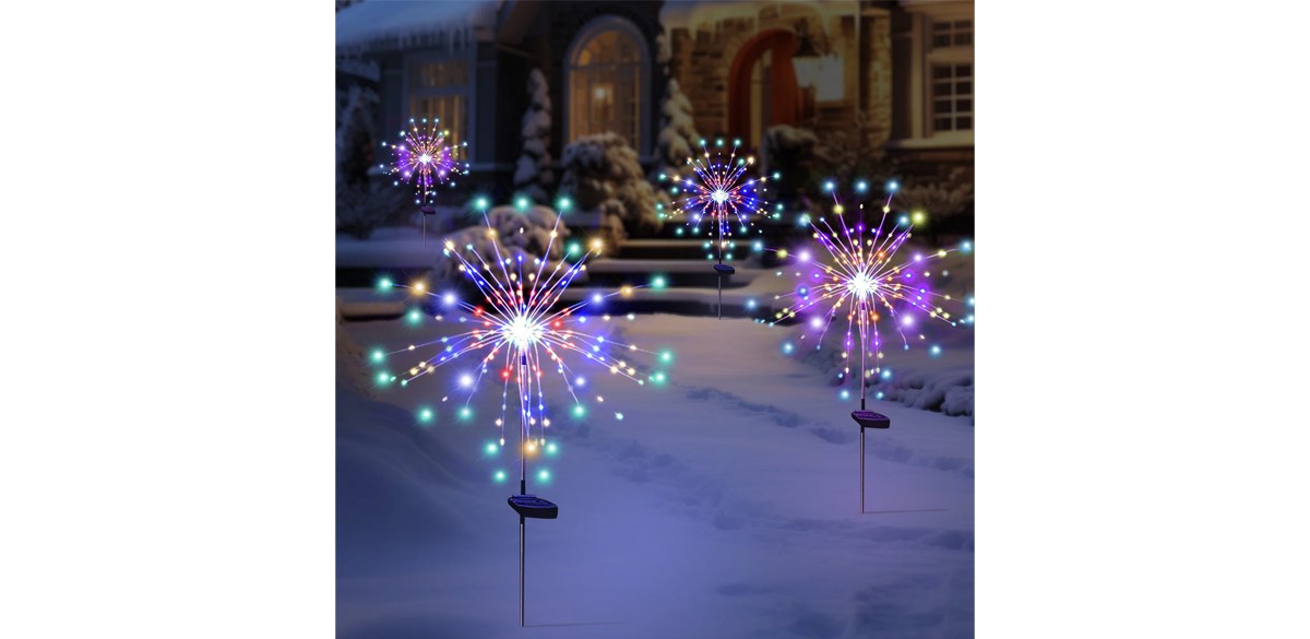 The Holiday Aisle Solar Outdoor Firework Lights 120Led Waterproof Landscape Light (Set of 4)