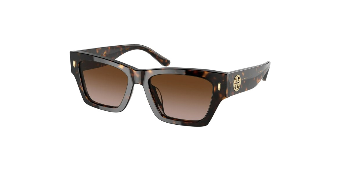 Tory Burch TY Plastic Womens Rectangle Sunglasses Dark Tortoise