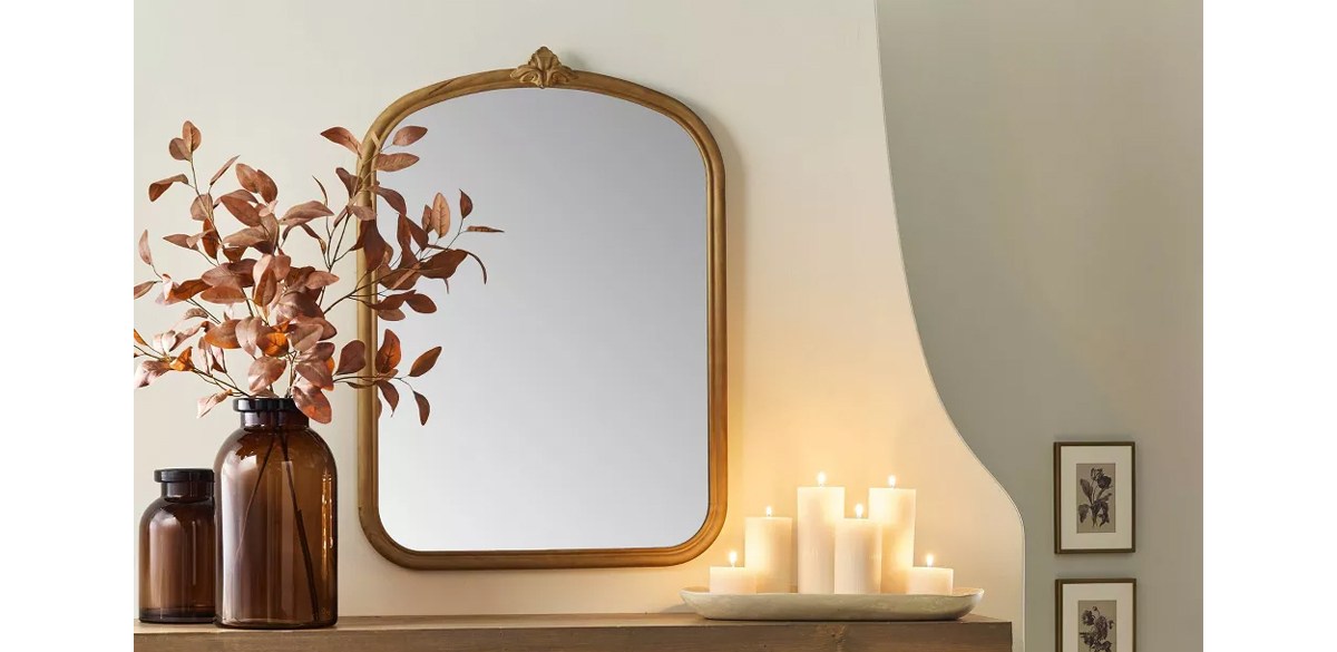 Decorative Carved Wood Wall Mirror - Hearth & Hand with Magnolia