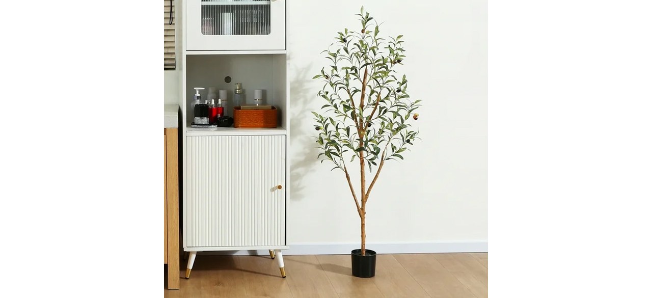 DR Planzen 4 ft Artificial Olive Plants with Realistic Leaves and Natural Trunk