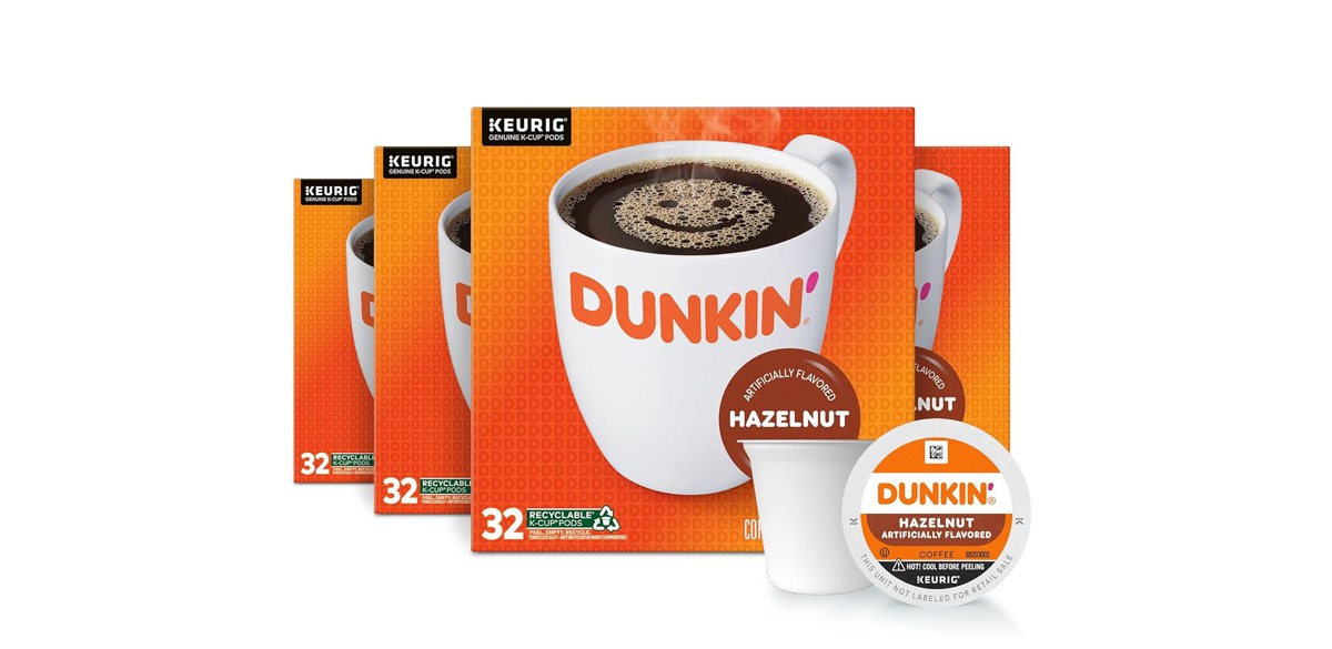 Dunkin' Hazelnut Flavored Coffee, 128 Keurig K-Cup Pods