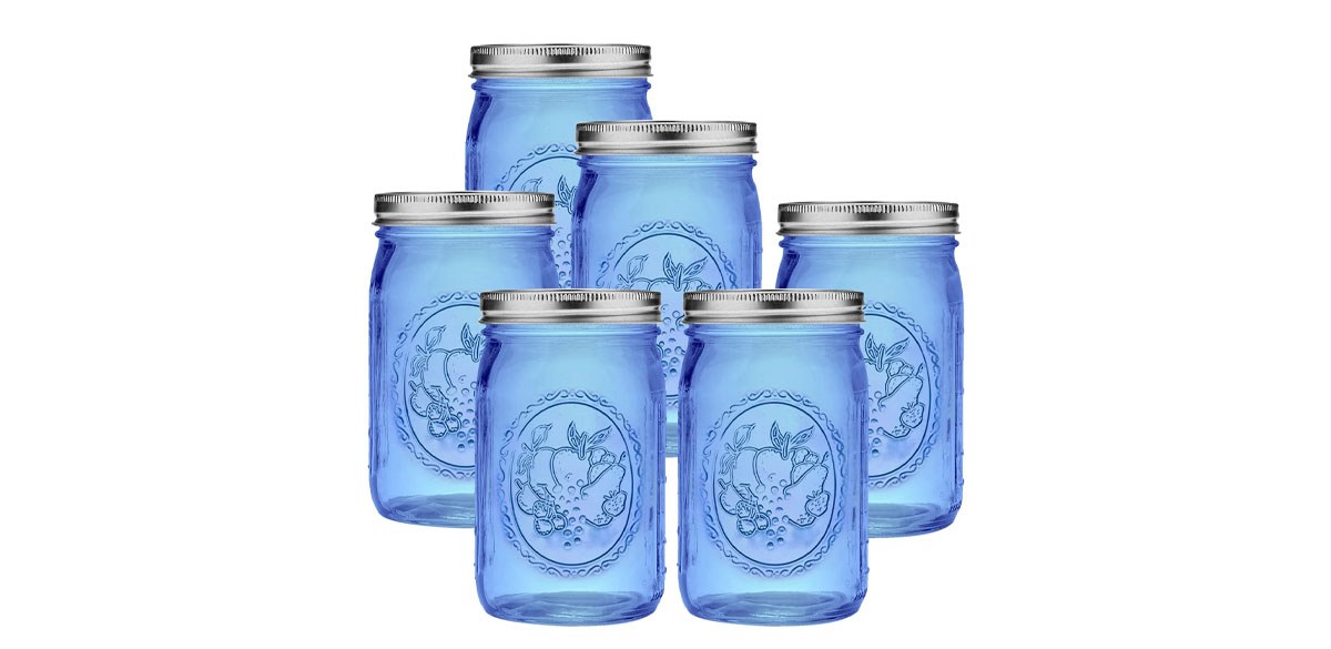 Blue Wide Mouth Mason Jars