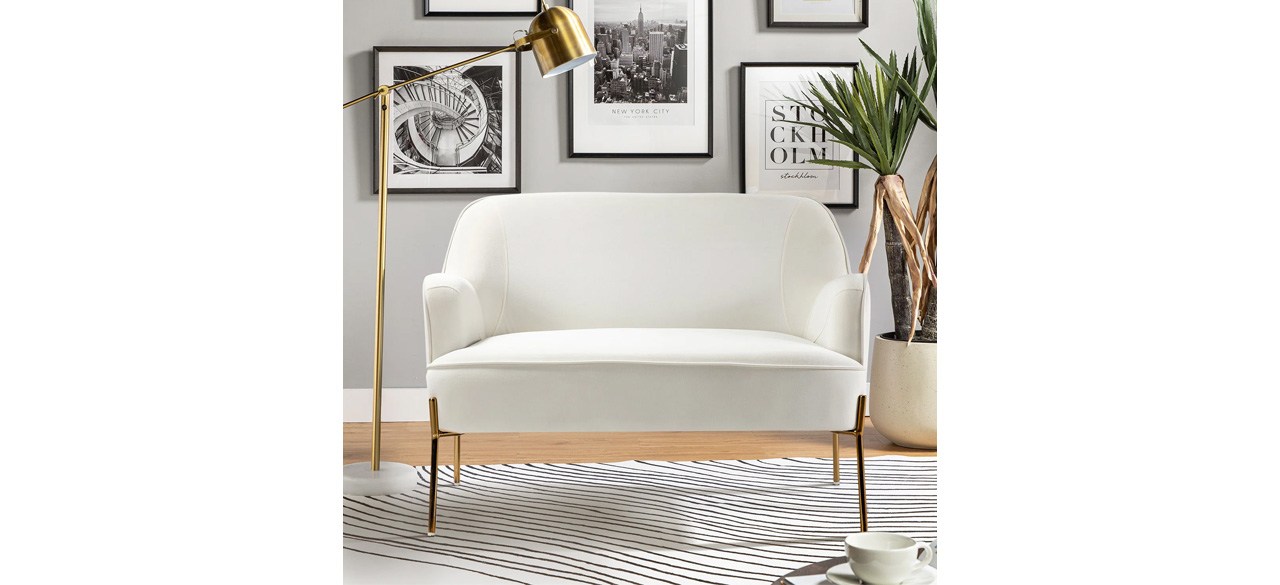 Ivory Etta Avenue Cleo Velvet Loveseat