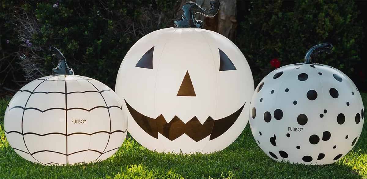 FUNBOY Giant Inflatable Light-Up Halloween Pumpkins-Black and White